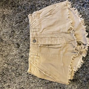 Free people beige cream jean shorts